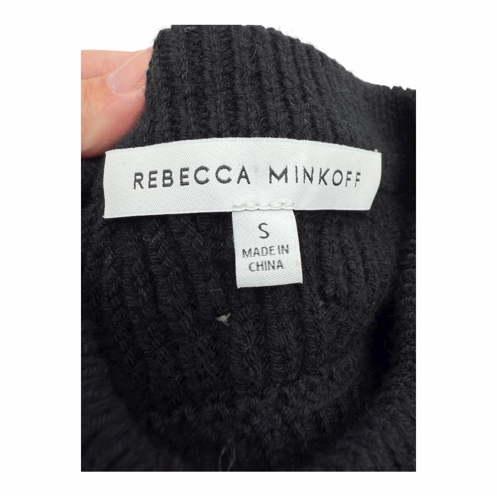Rebecca Minkoff Black Knit Puff Sleeve Open‎ Back Mini Dress NWOT - Picture 6 of 8